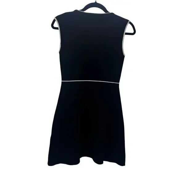 Zara Women's Knit Fit and Flare Dress Sleeveless Black/White Size Medium - Picture 4 of 8